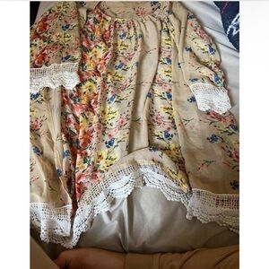 Floral Dress with Lace Trim